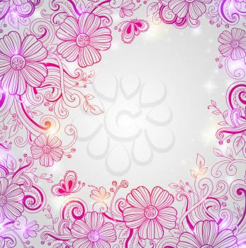 Abstract vector hand drawn floral background 
