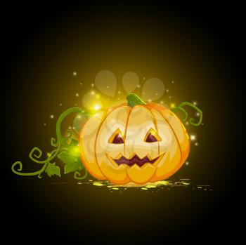 Black Halloween vector background with pumpkin