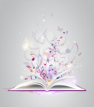 Vector abstract background with open book and notes