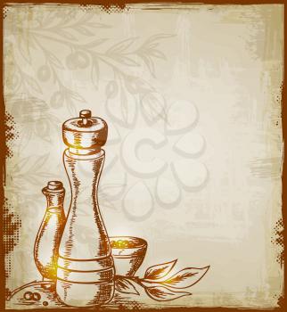 Vintage vector hand drawn background with spices