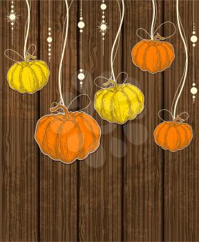 Vector Halloween background with orange pumpkins