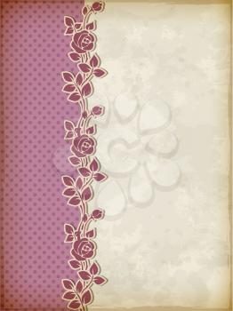Vintage vector background and floral ornament with  roses