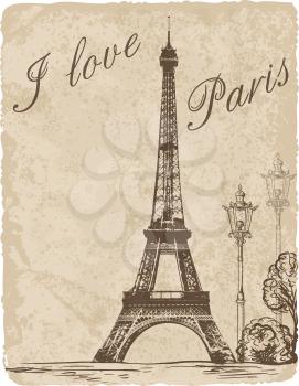 Vintage background with Eiffel Tower. Vector illustration.