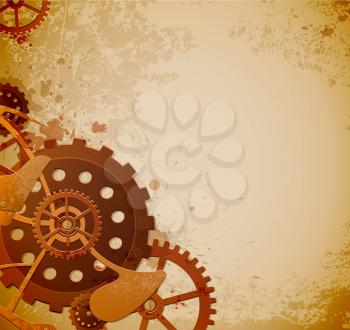 Abstract industrial background with gears  in the style of steampunk. Vector illustration.