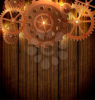 Abstract industrial background with gears  in the style of steampunk. Vector illustration.