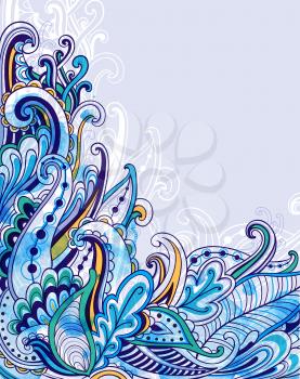 Abstract vector background with blue watercolor texture. Hand drawn illustration.