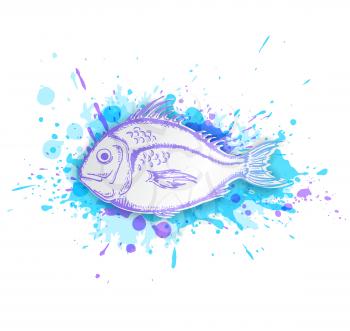 White paper fish on a blue abstract background