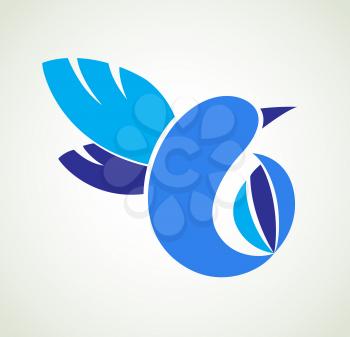 Blue vector abstract tropical bird. Design for corporate style and logo.