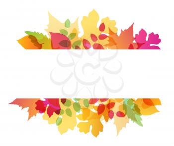 Bright abstract autumn background with falling oak and maple leaves