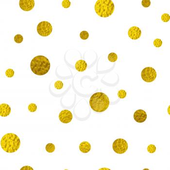 Abstract vector seamless pattern with golden glitter circles on a white background