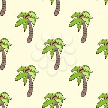 Tropical summer seamless pattern with coconut palm. Vector illustration