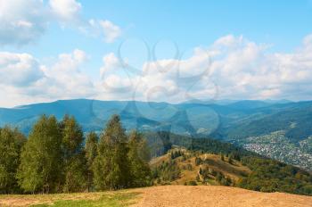 Carpathian autumn mountains landscape. Natural landscapes of Ukraine.