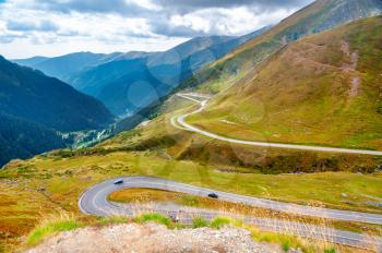 Transfagarasan Highway (Transfagarash), the most beautiful and dangerous road in Europe, Romania. Carpathian mountains, Fagaras ridge.