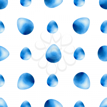 Watercolor abstract Easter seamless pattern with blue eggs on a white background. Vector illustration.