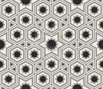 Decorative geometrical seamless pattern.  Traditional oriental ornamental background. Vector illustration.