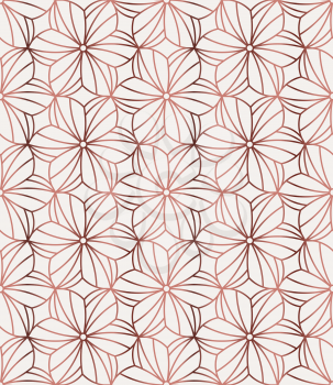 Decorative abstract floral seamless pattern in rose gold colors. Traditional oriental ethnic background. Vector illustration.