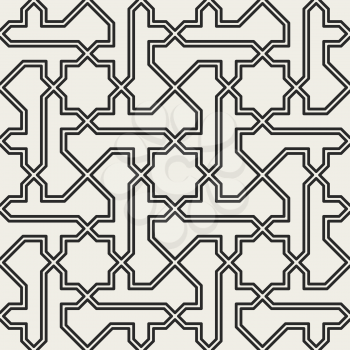 Decorative geometrical seamless pattern. Traditional oriental ornament. Vector background. 