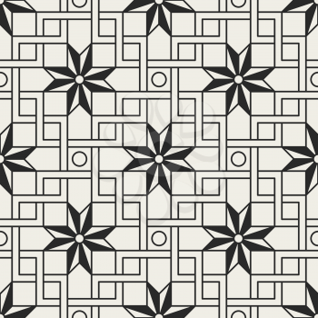 Decorative geometrical seamless pattern.  Traditional oriental ornamental background. Vector illustration.