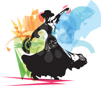 Abstract flamenco woman dancer. Vector illustration