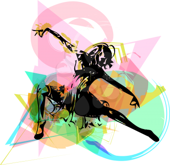 vector illustration of women dancing