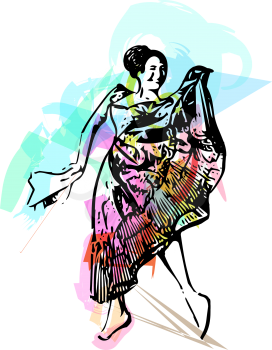 Illustration of woman dancing. Vector Illustration