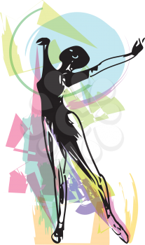 abstract drawing of ballerina dancing, vector illustration