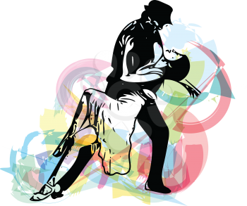 Abstract drawing of Latino Dancing couple vector illustration