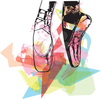 Abstract ballet pointe shoes vector illustration