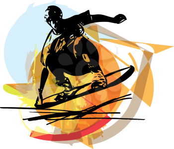 Sketch of Sandboarding colorful abstract illustration