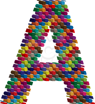 Colorful three-dimensional font letter A
