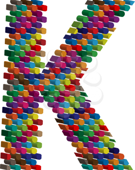 Colorful three-dimensional font letter K