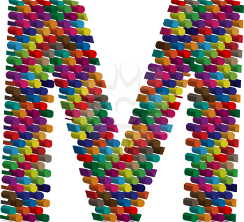 Colorful three-dimensional font letter M