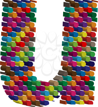 Colorful three-dimensional font letter u