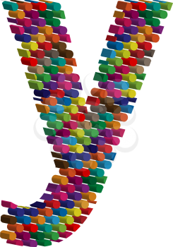 Colorful three-dimensional font letter y