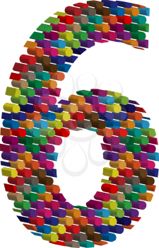 Colorful three-dimensional font number 6