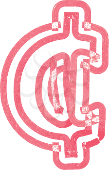 Abstract cent Symbol made with red marker vector illustration