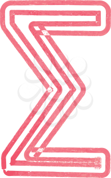 Abstract Sigma Sum Symbol made with red marker vector illustration