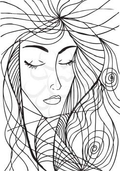 Abstract sketch of woman face