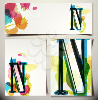 Artistic Greeting Card Font vector Illustration - Letter N