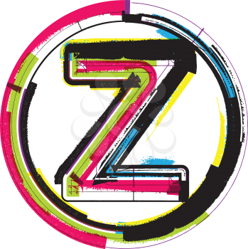 Colorful Grunge Font LETTER Z