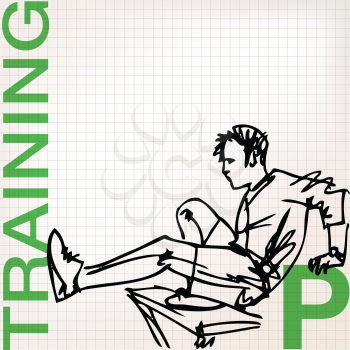 illustration of Man doing stretching exercises at the gym