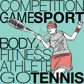 Illustration of Woman playing tennis