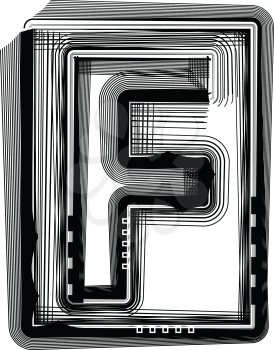 Striped Font Letter F