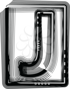 Striped Font Letter J