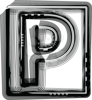 Striped Font Letter P