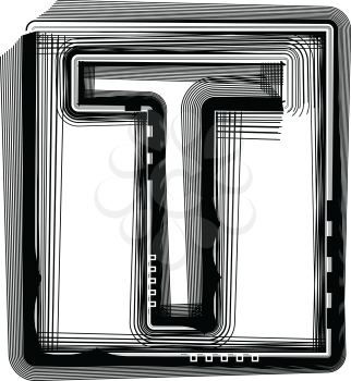 Striped Font Letter T