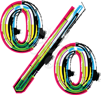 Colorful Grunge percent symbol