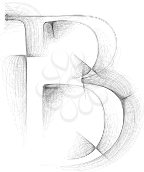 Hand draw font. LETTER B. Vector illustration