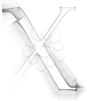 Hand draw font. LETTER X. Vector illustration