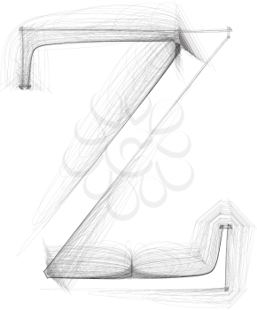 Hand draw font. LETTER Z. Vector illustration